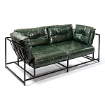 Диван Лофт Натуральная Винтажная кожа Зеленый Two Seat Encounter Leather Sofa варинант исполнения - 3 | Loft Concept в Челябинске