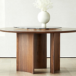 Стол обеденный круглый с двойной столешницей Walnut Wood Table варинант исполнения - 4 | Loft Concept в Челябинске