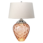 Настольная лампа с фактурным стеклянным основанием красного цвета с хромированной деталью у горловины и белым абажуром из искусственного шёлка Elstead Lighting варинант исполнения - 1 | Loft Concept в Челябинске