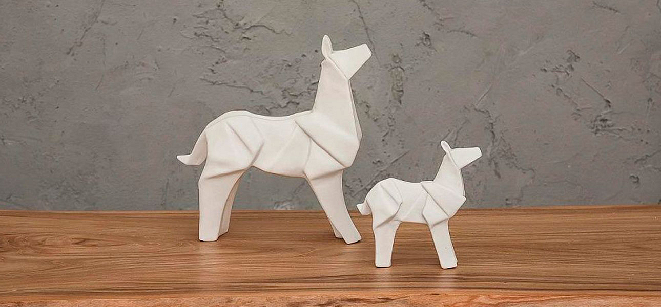 Фигурка в виде оригами керамическая белая собака White Dog Фигурка в виде оригами керамическая белая собака White Dog - Loft-Concept в Челябинске