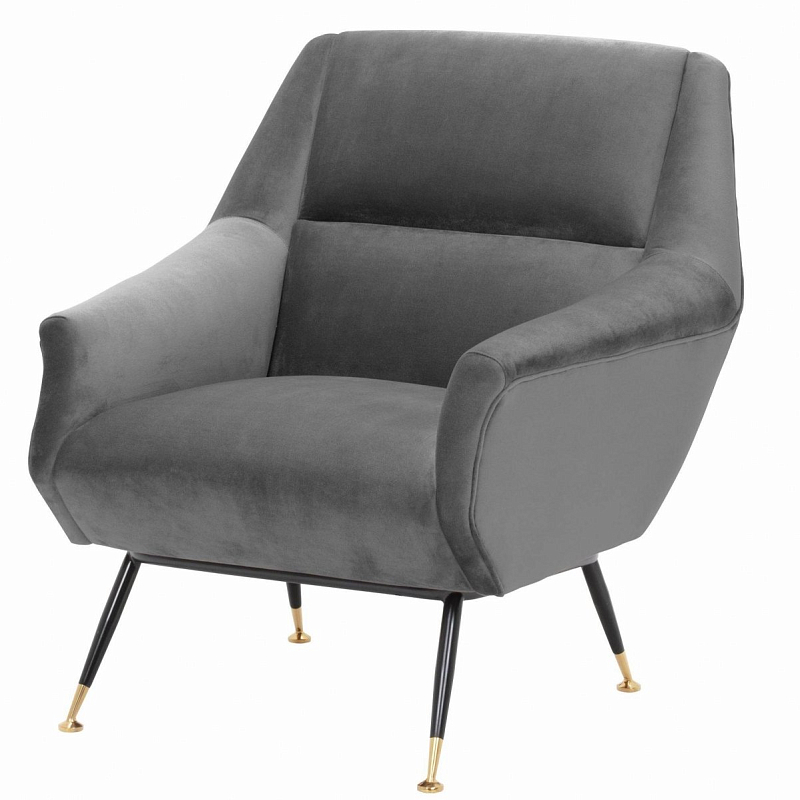 Кресло Eichholtz Chair Exile Grey Серый Латунь Черный Кресло Eichholtz Chair Exile Grey Серый Латунь Черный в Челябинске | Loft Concept