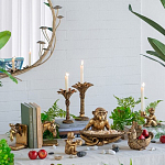 Подсвечник в форме пальмы с резными листьями и текстурным основанием Golden palm leaves варинант исполнения - 4 | Loft Concept в Челябинске