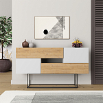 Комод c 2-мя белыми дверцами и 2-мя выдвижными ящиками цвета древесины EROS CONSOLE OAK WHITE варинант исполнения - 1 | Loft Concept в Челябинске