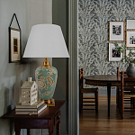 Настольная лампа бирюзовая с цветочным принтом Turquoise Flight варинант исполнения - 5 | Loft Concept в Челябинске