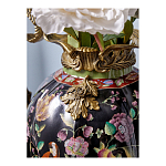 Ваза из фарфора черная с цветочной росписью и бронзовыми элементами Spring Garden варинант исполнения - 5 | Loft Concept в Челябинске