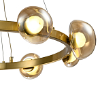 Люстра подвесная светодиодная с 9-ю круглыми плафонами коньячного цвета Iona Chandelier Brass  варинант исполнения - 3 | Loft Concept в Челябинске