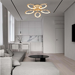 Потолочная люстра с 5-ю светодиодными лампами с золотистым каркасом Ring of Fire варинант исполнения - 1 | Loft Concept в Челябинске