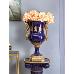 Ваза темно-синего цвета из фарфора с бронзовыми ручками в виде фигур Eden Garden porcelain and bronze варинант исполнения - 8 | Loft Concept в Челябинске