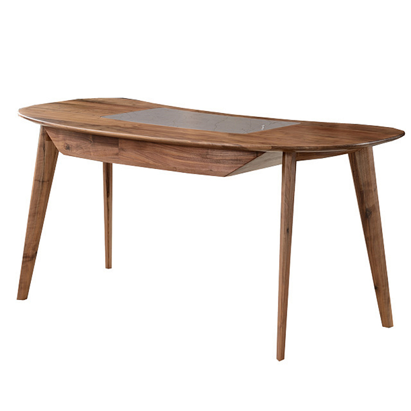 Стол рабочий округлой формы с ящиком  Working Moonnut Table Орех в Челябинске | Loft Concept 