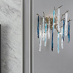 Бра с ветвистым каркасом из металла и подвесками из стекла Droplet Chandelier варинант исполнения - 1 | Loft Concept в Челябинске