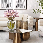 Дизайнерский журнальный стол с круглой столешницей на 3-х геометрических ножках Lehumod варинант исполнения - 3 | Loft Concept в Челябинске