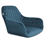 Барный стул со спинкой и подлокотниками на 4-х деревянных ножках Douglas Rhombus Синий Велюр варинант исполнения - 2 | Loft Concept в Челябинске