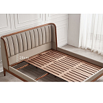 Кровать двуспальная с мягким изголовьем Moon Walnut Bed варинант исполнения - 9 | Loft Concept в Челябинске