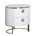 Тумбочка белая овальная с мраморной столешницей Thoroughbass варинант исполнения - 1 | Loft Concept в Челябинске