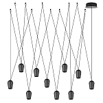 Подвесной светильник черными плафонами на длинных пересекающихся тросах Construction варинант исполнения - 7 | Loft Concept в Челябинске