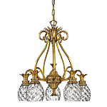 Люстра цвета латунь с 5-ю плафонами из рельефного стекла в форме ананаса Hinkley варинант исполнения - 1 | Loft Concept в Челябинске