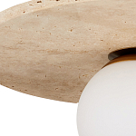 Потолочный светильник из травертина с плафоном из белого матового стекла Marble Glow варинант исполнения - 1 | Loft Concept в Челябинске