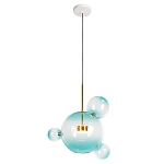 Подвесной светильник с прозрачными бирюзовыми стеклянными шарами и золотыми деталями Диаметр 43 Giopato & Coombes варинант исполнения - 1 | Loft Concept в Челябинске