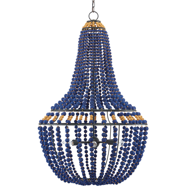 Люстра каплевидной формы декорированная синими и золотыми бусинами Blue Beads Черный Синий Золотой Люстра каплевидной формы декорированная синими и золотыми бусинами Blue Beads Черный Синий Золотой в Челябинске | Loft Concept