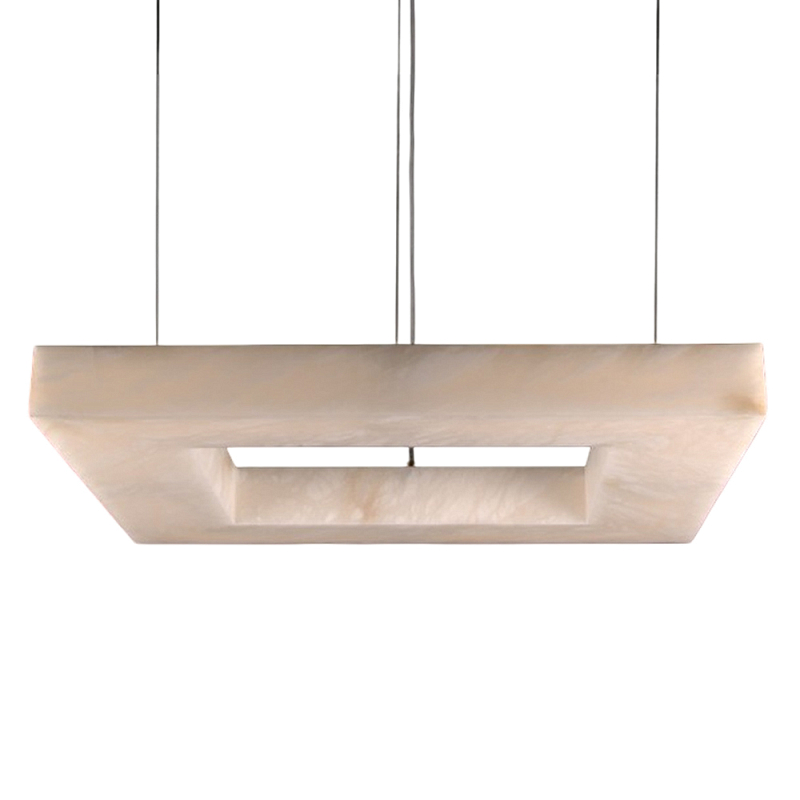 Люстра с квадратным каменным плафоном Calcite Square Light Латунь Белый Люстра с квадратным каменным плафоном Calcite Square Light Латунь Белый в Челябинске | Loft Concept