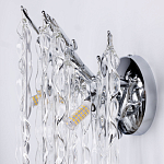 Бра цвета хром с ветвями и прозрачными стеклянными подвесками в виде вытянутых спиральных капель Droplet Chandelier варинант исполнения - 6 | Loft Concept в Челябинске