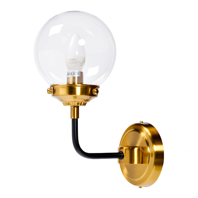 Бра БИСТРО Globe Clear Glass Single Sconce Brass  в Челябинске | Loft Concept 