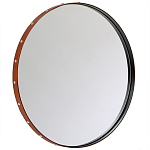 Зеркало овальное в металлической раме с кожаной отделкой Loft in Reflection варинант исполнения - 1 | Loft Concept в Челябинске