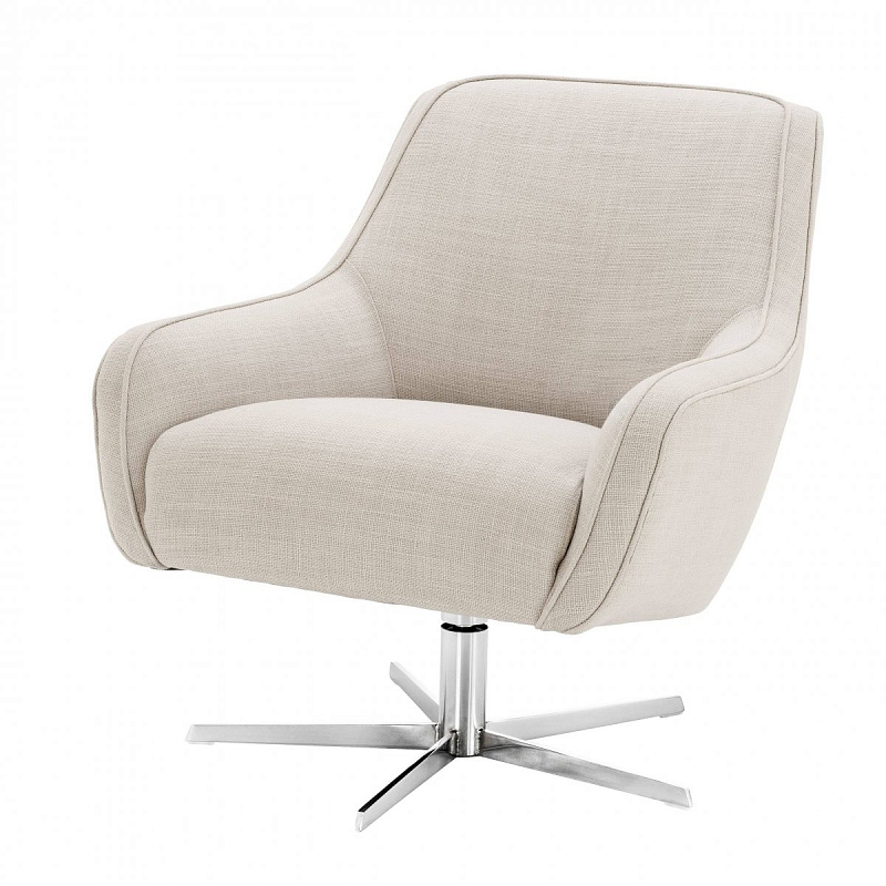 Кресло Eichholtz Swivel Chair Serena Natural Никель Молочный в Челябинске | Loft Concept 