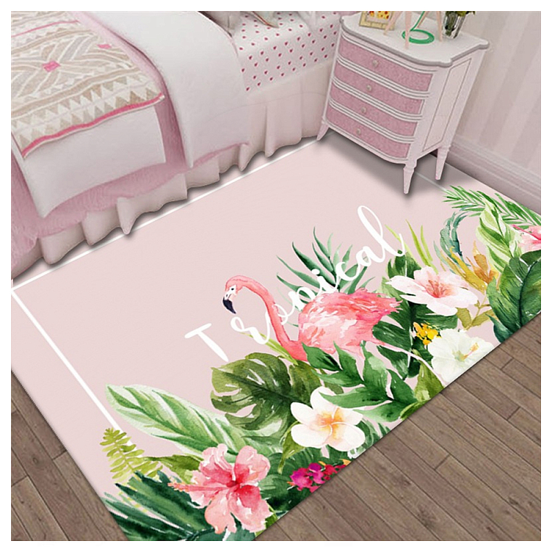 Ковёр с принтом Розовый Фламинго Carpet Tropical Flamingo Розовый Мульти в Челябинске | Loft Concept 