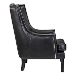Кресло из натуральной кожи на 4-х деревянных ножках из массива бука Daniel Leather Armchair black варинант исполнения - 2 | Loft Concept в Челябинске