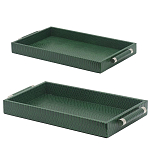 Комплект из двух прямоугольных подносов зеленого цвета Serpent варинант исполнения - 2 | Loft Concept в Челябинске