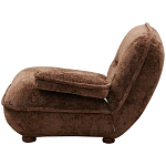 Кресло без подлокотников коричневое ну круглых деревянных ножках Loup Plush Armchair Brown варинант исполнения - 2 | Loft Concept в Челябинске