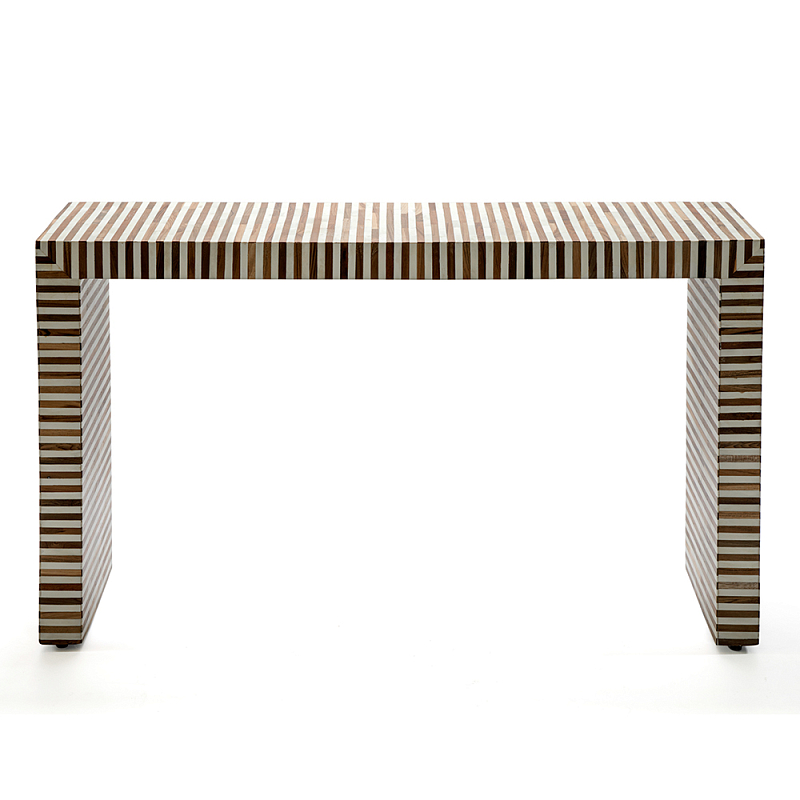 Консоль Дизайнерская Stripes Console Beige ivory ( слоновая кость ) Коричневый в Челябинске | Loft Concept 