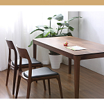 Стул деревянный с мягким сиденьем из черной натуральной кожи Moon Walnut Furniture варинант исполнения - 1 | Loft Concept в Челябинске