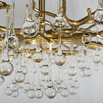 Потолочная люстра в виде ветвей деревьев золотого цвета с прозрачными подвесками-каплями Droplet Chandelier варинант исполнения - 5 | Loft Concept в Челябинске