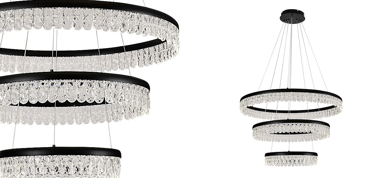 Светодиодная люстра из 3-х колец Pettico Black Светодиодная люстра из 3-х колец Pettico Black - Loft-Concept в Челябинске