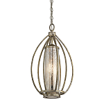 Подвесной светильник овальной формы с цилиндрическим плафоном в цвете сусальное серебро Kichler варинант исполнения - 1 | Loft Concept в Челябинске