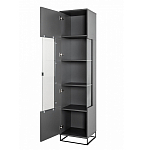 Шкаф-витрина цвета графит с полками и стеклянной дверью Strict Lines варинант исполнения - 3 | Loft Concept в Челябинске