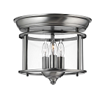 Потолочный светильник в форме фонаря с прозрачным цилиндрическим плафоном и тремя лампами в форме свечей Hinkley варинант исполнения - 1 | Loft Concept в Челябинске