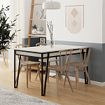 Стол обеденный с прямоугольной столешницей пыльного белого цвета на 4-х металлических ножках PAL ANCIENT WHITE варинант исполнения - 3 | Loft Concept в Челябинске