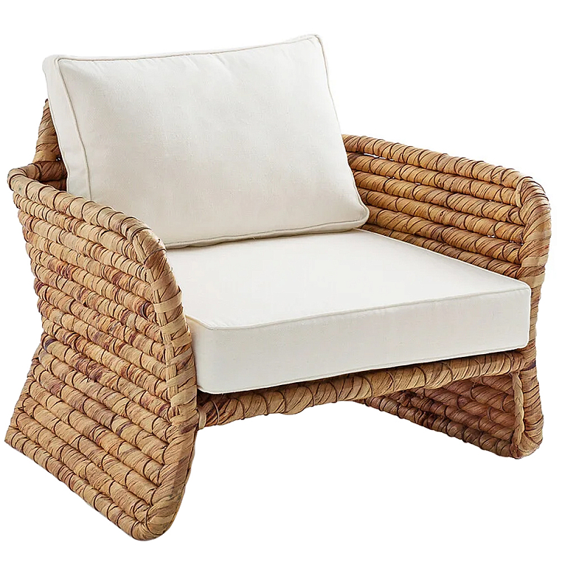 Кресло из плетеного гиацинта Gardner Wicker Armchair Коричневый Молочный Кресло из плетеного гиацинта Gardner Wicker Armchair Коричневый Молочный в Челябинске | Loft Concept