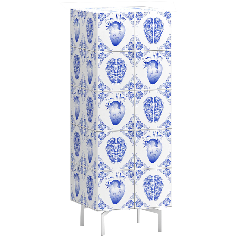 Тумба на ножках Tall Rblue Белый Синий Тумба на ножках Tall Rblue Белый Синий в Челябинске | Loft Concept
