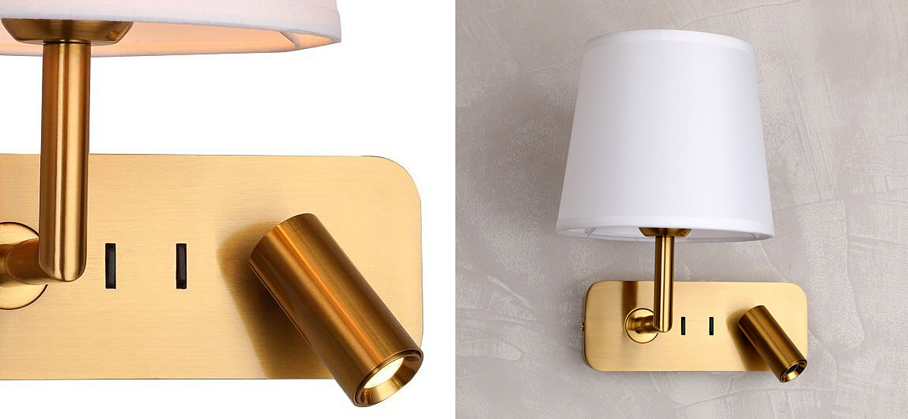 Бра с абажуром Trumpet Lamp Brass 2 лампы Бра с абажуром Trumpet Lamp Brass 2 лампы - Loft-Concept в Челябинске