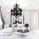 Люстра подвесная с плиссированными абажурами и множеством подвесок черного цвета Диаметр 62 см Lustre Reverie варинант исполнения - 4 | Loft Concept в Челябинске