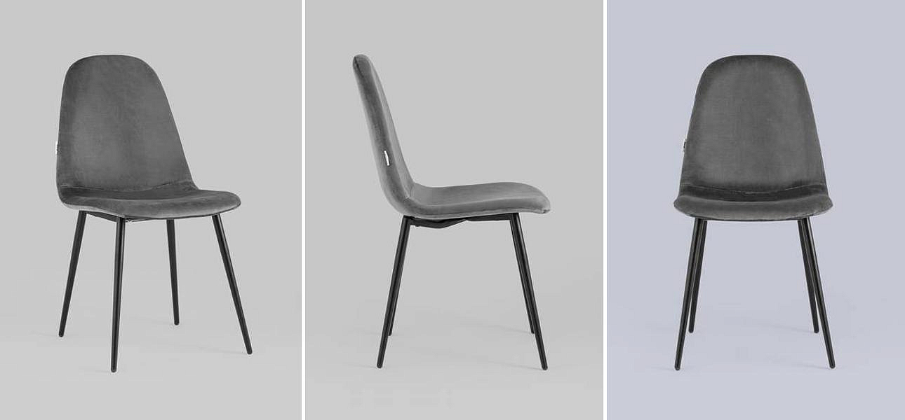 Стул Archie Chair Черные ножки Темно-Серый Велюр Стул Archie Chair Черные ножки Темно-Серый Велюр - Loft-Concept в Челябинске