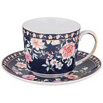 Чайный сервиз из фарфора синий на 6 персон 14 предметов Flower Porcelain Collection варинант исполнения - 2 | Loft Concept в Челябинске