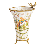 Ваза из фарфора с бронзовой стрекозой  Paradise Dragonfly варинант исполнения - 6 | Loft Concept в Челябинске