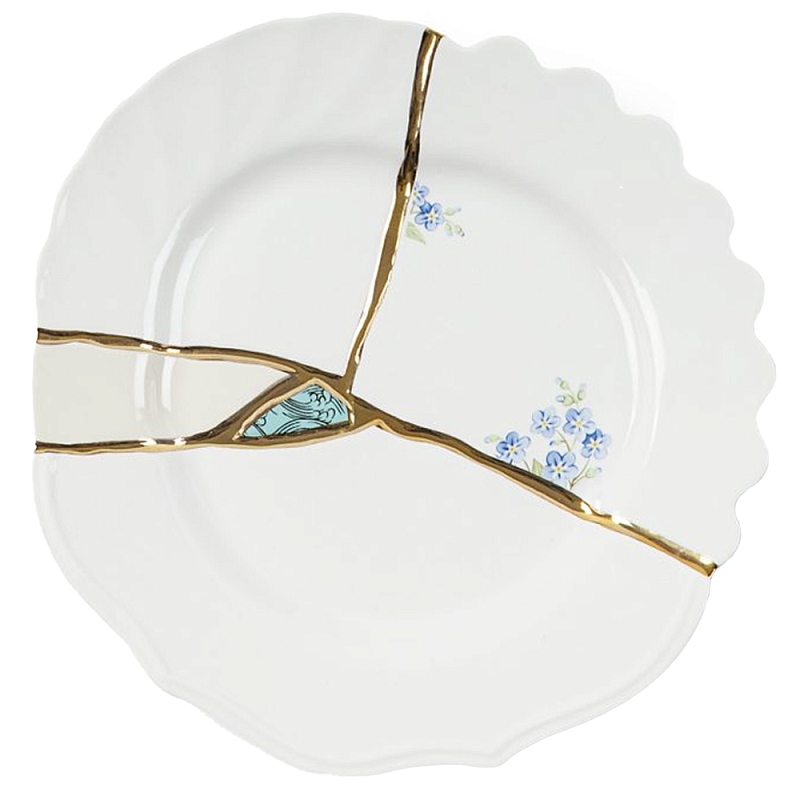 Десертная тарелка Seletti Kintsugi Белый Золотой Десертная тарелка Seletti Kintsugi Белый Золотой в Челябинске | Loft Concept