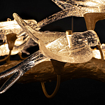 Люстра подвесная линейная с прозрачными стеклянными птичками на ветвях Serip Voa варинант исполнения - 11 | Loft Concept в Челябинске