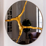 Зеркало кругле с декоративной золотой вставкой Golden Tree варинант исполнения - 4 | Loft Concept в Челябинске